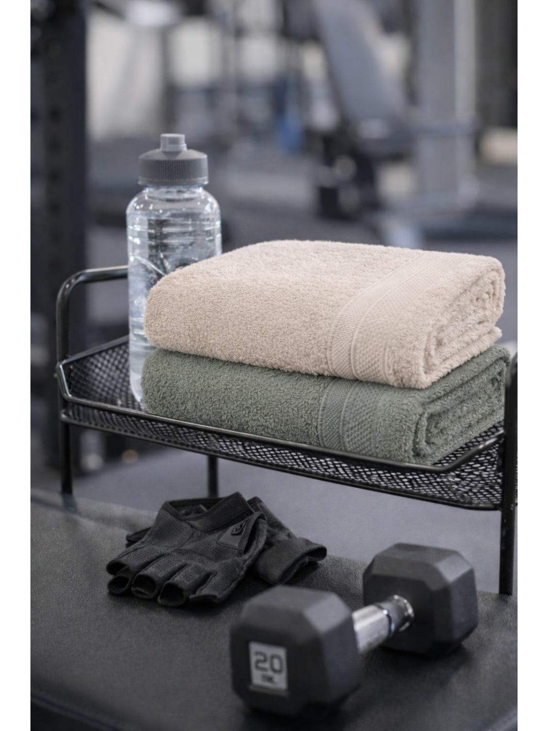 Bamboology Beige & Green Hand Towel Set of 2