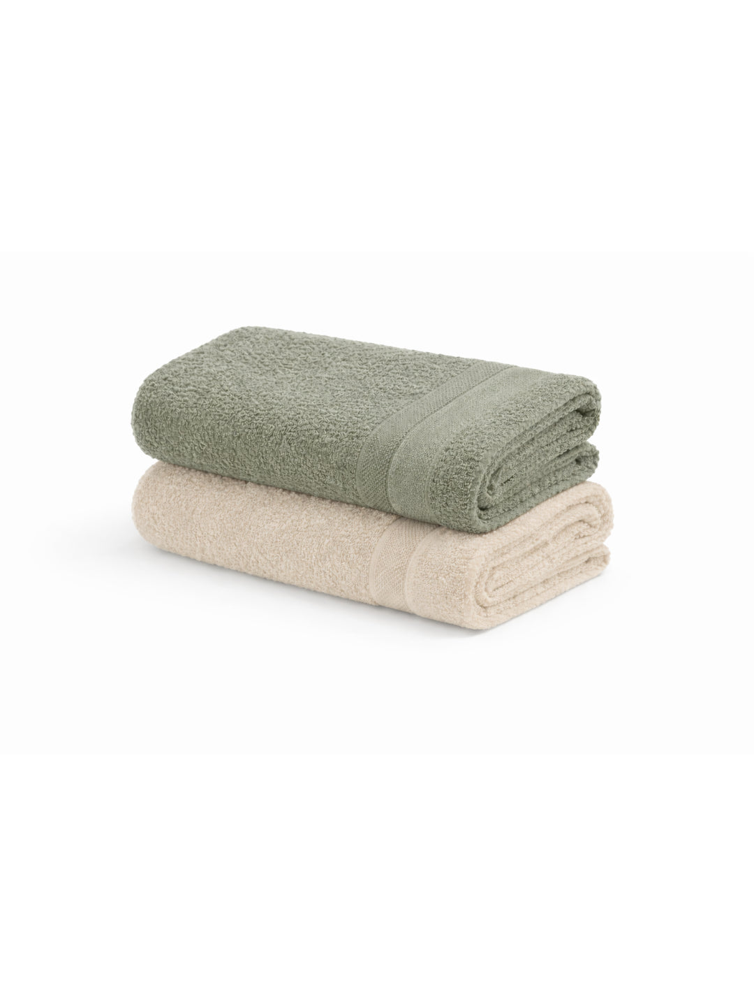 Bamboology Beige & Green Hand Towel Set of 2