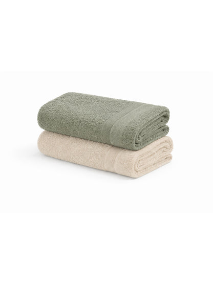 Bamboology Beige & Green Hand Towel Set of 2