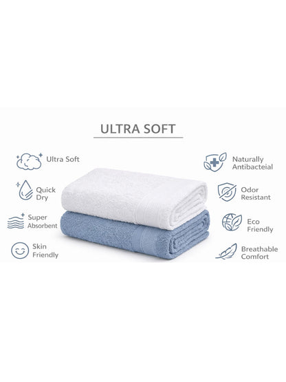 Bamboology Blue & White Hand Towel Set of 2