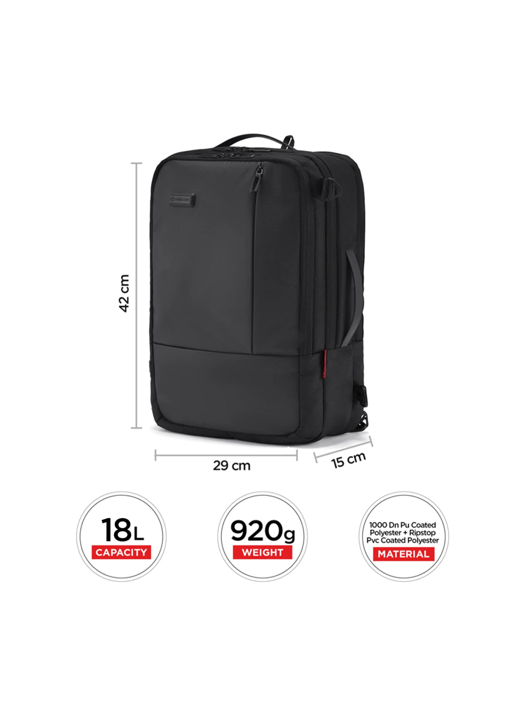 Harrison Bags Axiron Versatile 25L (3-In-1) Premium Laptop Backpack 15.6 Inches Midnight Black