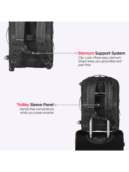 Harrison Bags Axiron Versatile 25L (3-In-1) Premium Laptop Backpack 15.6 Inches Midnight Black