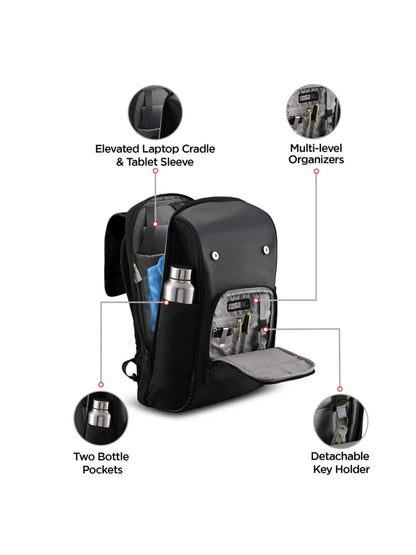 Harrison Bags Carbon Tenacious 30L Premium Laptop Backpack 15.6 Inches Midnight Black