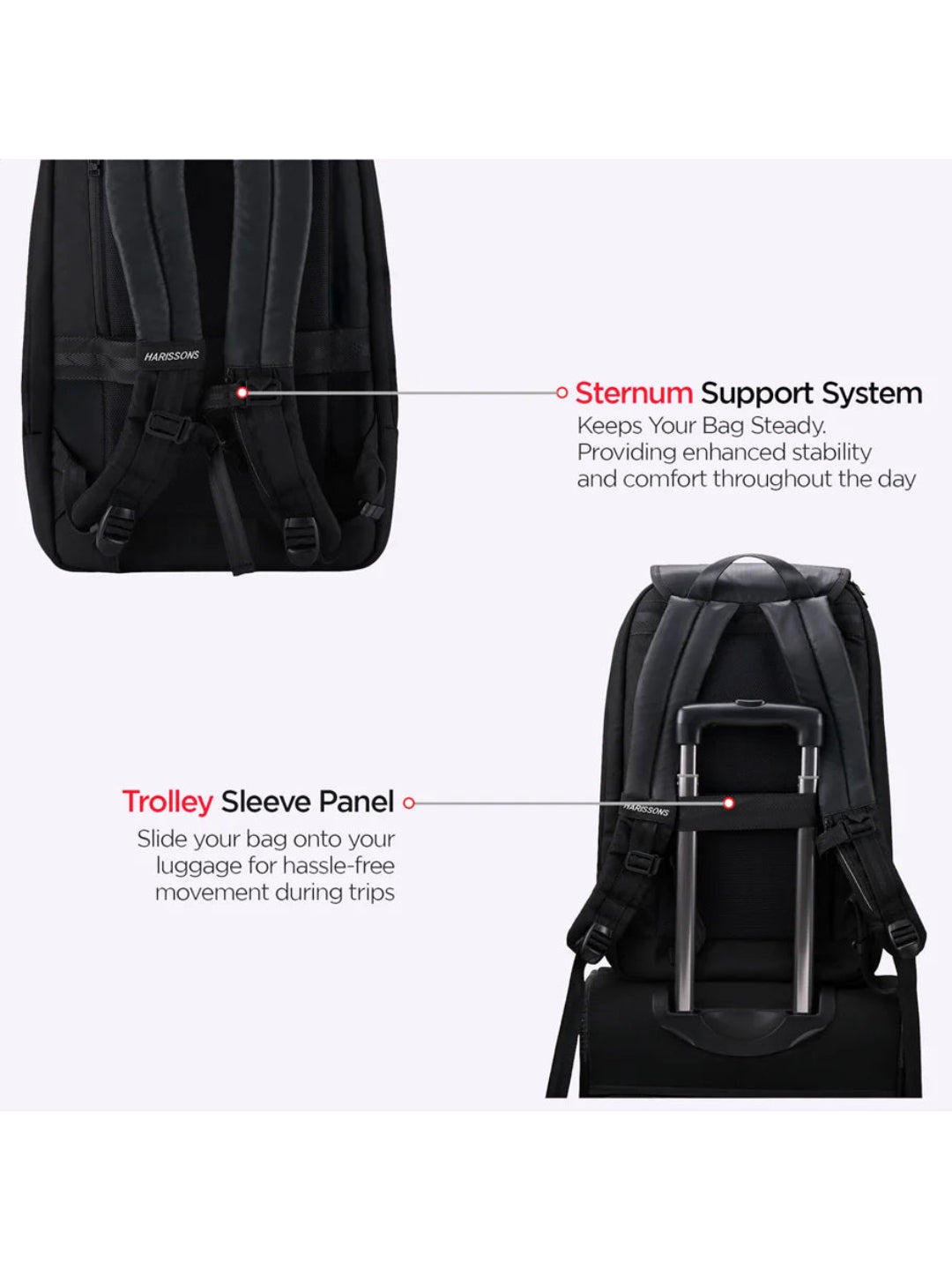 Harrison Bags Carbon Tenacious 30L Premium Laptop Backpack 15.6 Inches Midnight Black