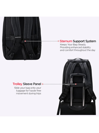 Harrison Bags Carbon Tenacious 30L Premium Laptop Backpack 15.6 Inches Midnight Black