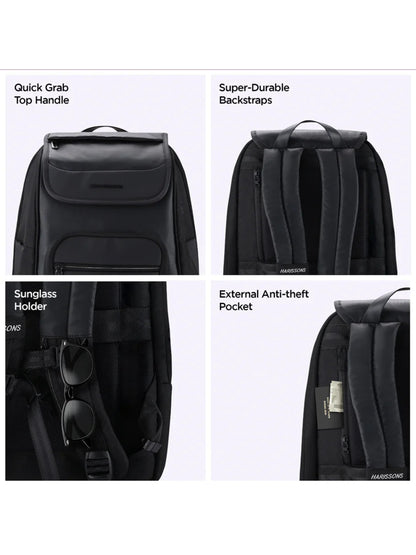 Harrison Bags Carbon Tenacious 30L Premium Laptop Backpack 15.6 Inches Midnight Black