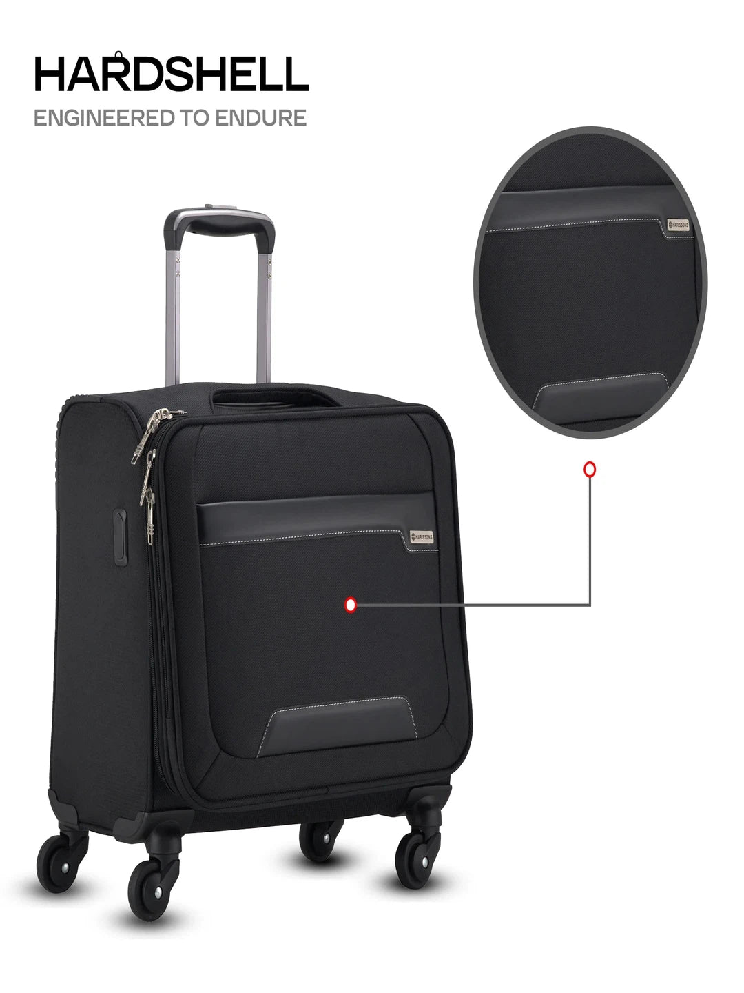 Harrison Bags Columbus Compact 41L Cabin Size Luggage Bag Midnight Black