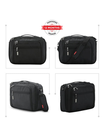 Harrison Bags Metro Versatile 17L (3-In-1) Laptop Backpack 15.6 Inches Midnight Black