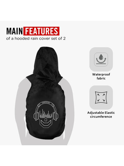 Harrison Bags Rain Cover Hoodie Skull Black Set Of 2