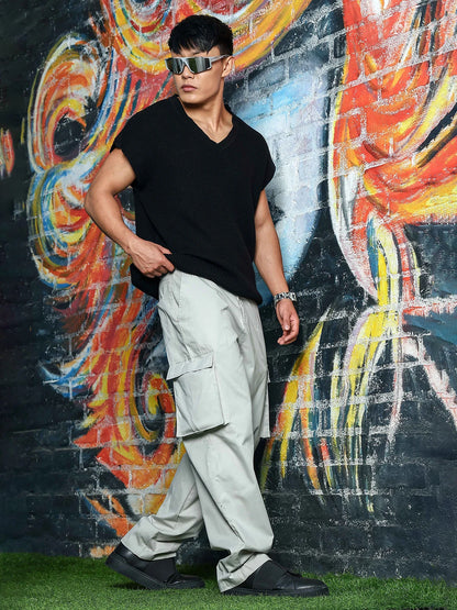 House Of Koala Grey Baggy fit Pure Cotton 6 Pocket Cargo Trousers
