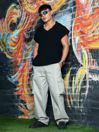 House Of Koala Grey Baggy fit Pure Cotton 6 Pocket Cargo Trousers
