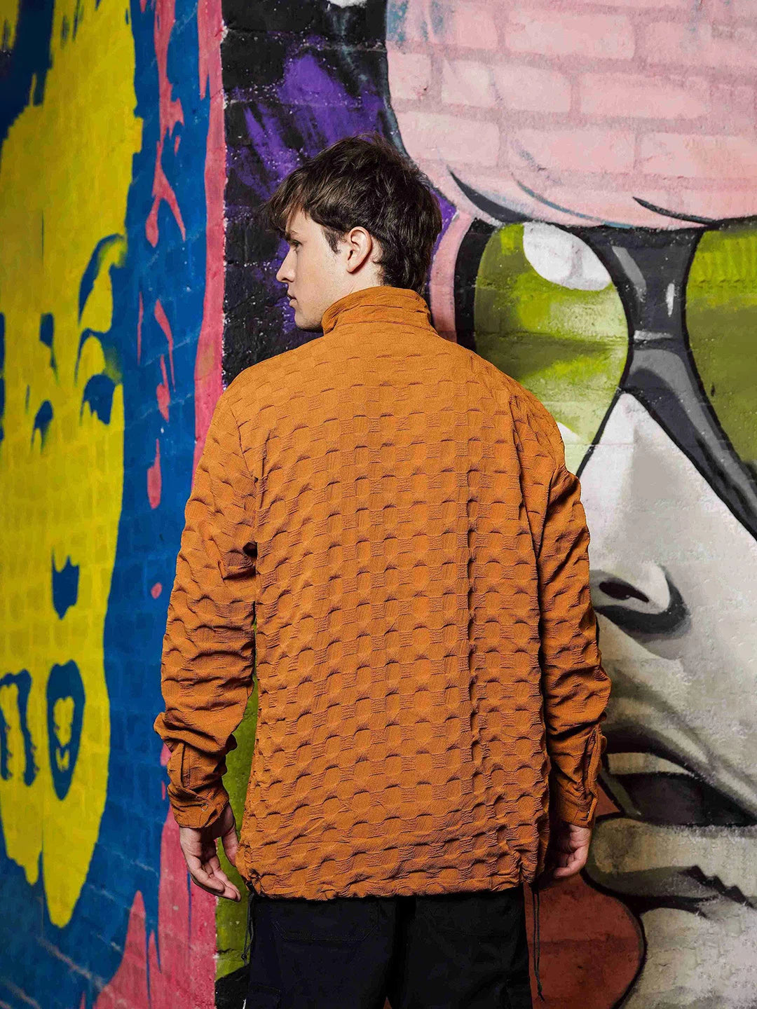 House Of Koala Mustard Oversized Textured Shirt Shacket