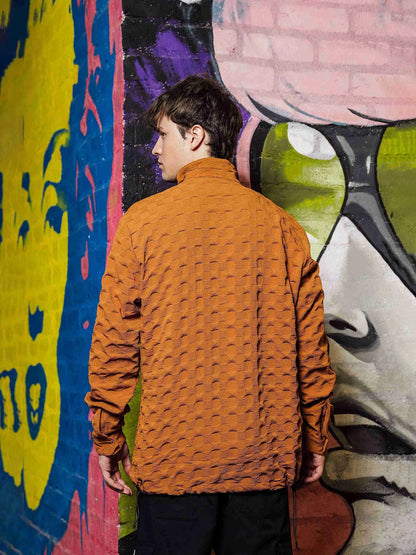 House Of Koala Mustard Oversized Textured Shirt Shacket