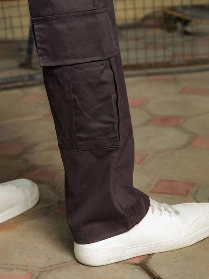 House Of Koala Baggy fit Grey 8-Pocket Pure Cotton Cargo Trousers