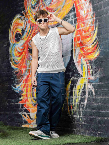 House Of Koala Navy Baggy fit 8-Pocket Pure Cotton Cargo Trousers
