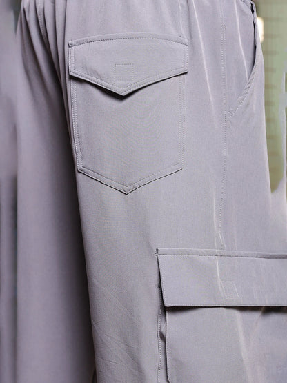 House Of Koala Baggy Fit Grey Parachute Cargo Trousers