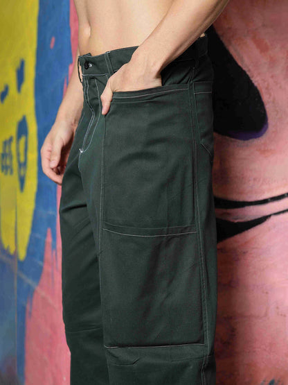 House Of Koala Oversized fit Green Baggy Cargo Trousers