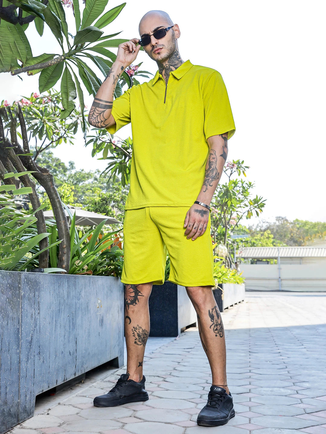 House Of Koala Lime Green Casual Wear Knitted All-Day Comfort Shorts