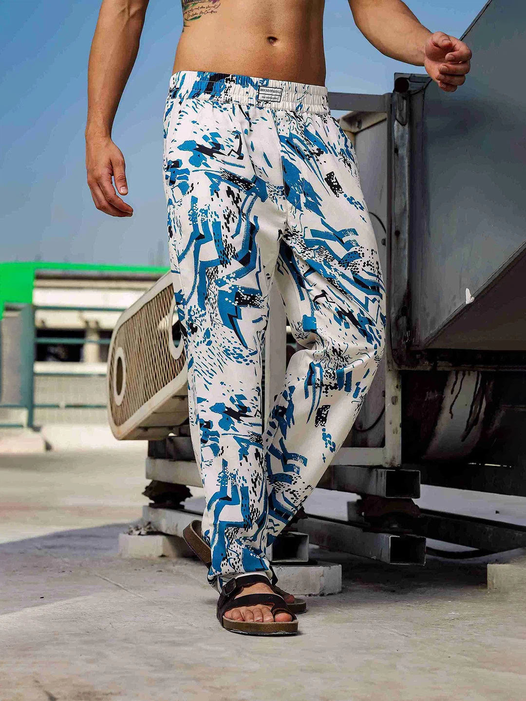 House Of Koala White Abstract Printed Relaxed Fit Printed All Day Pants