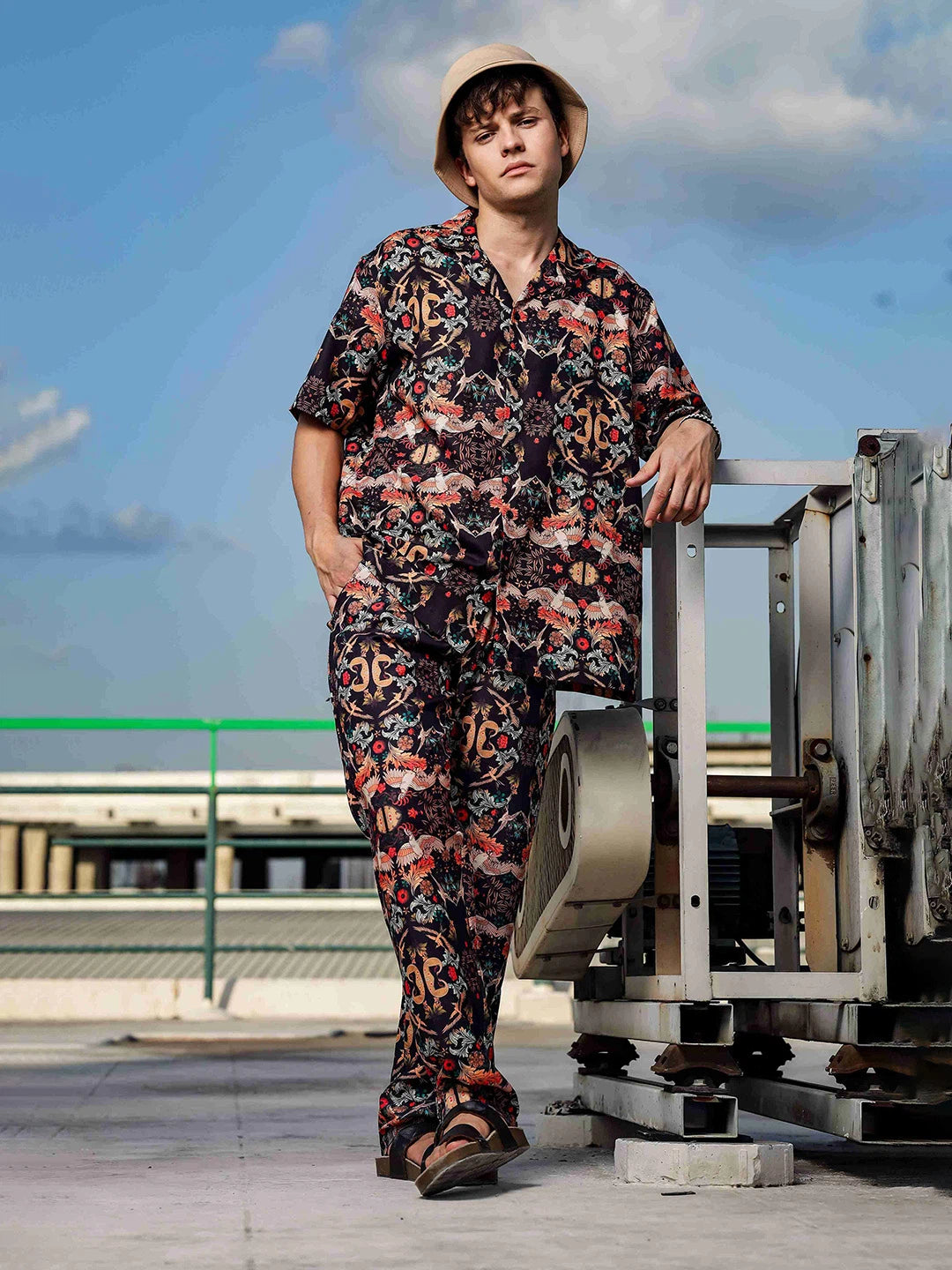 House Of Koala Black Abstract Printed Relaxed Fit All Day Pants