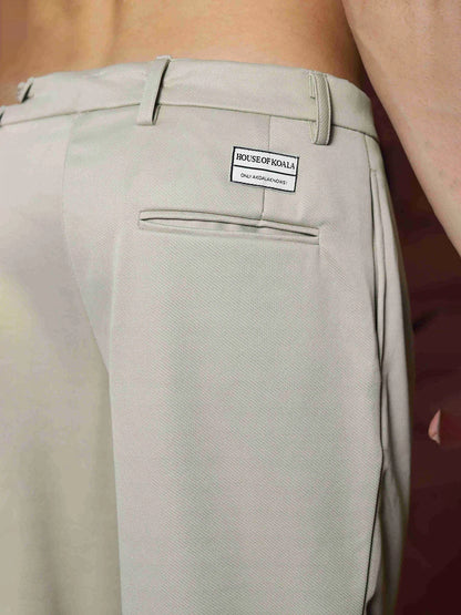 House Of Koala Beige Baggy fit Double Pleated Korean Trousers