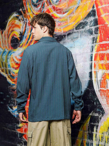 House Of Koala Blue Knit Textured Korean Shacket Shirt