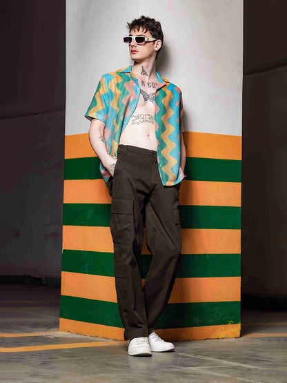 House Of Koala Relaxed Fit Semi Sheer Crochet-Look Resort Shirt