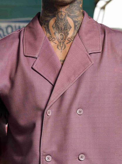 House Of Koala Lavender Korean Notched Lapel Collar Resort Shirt