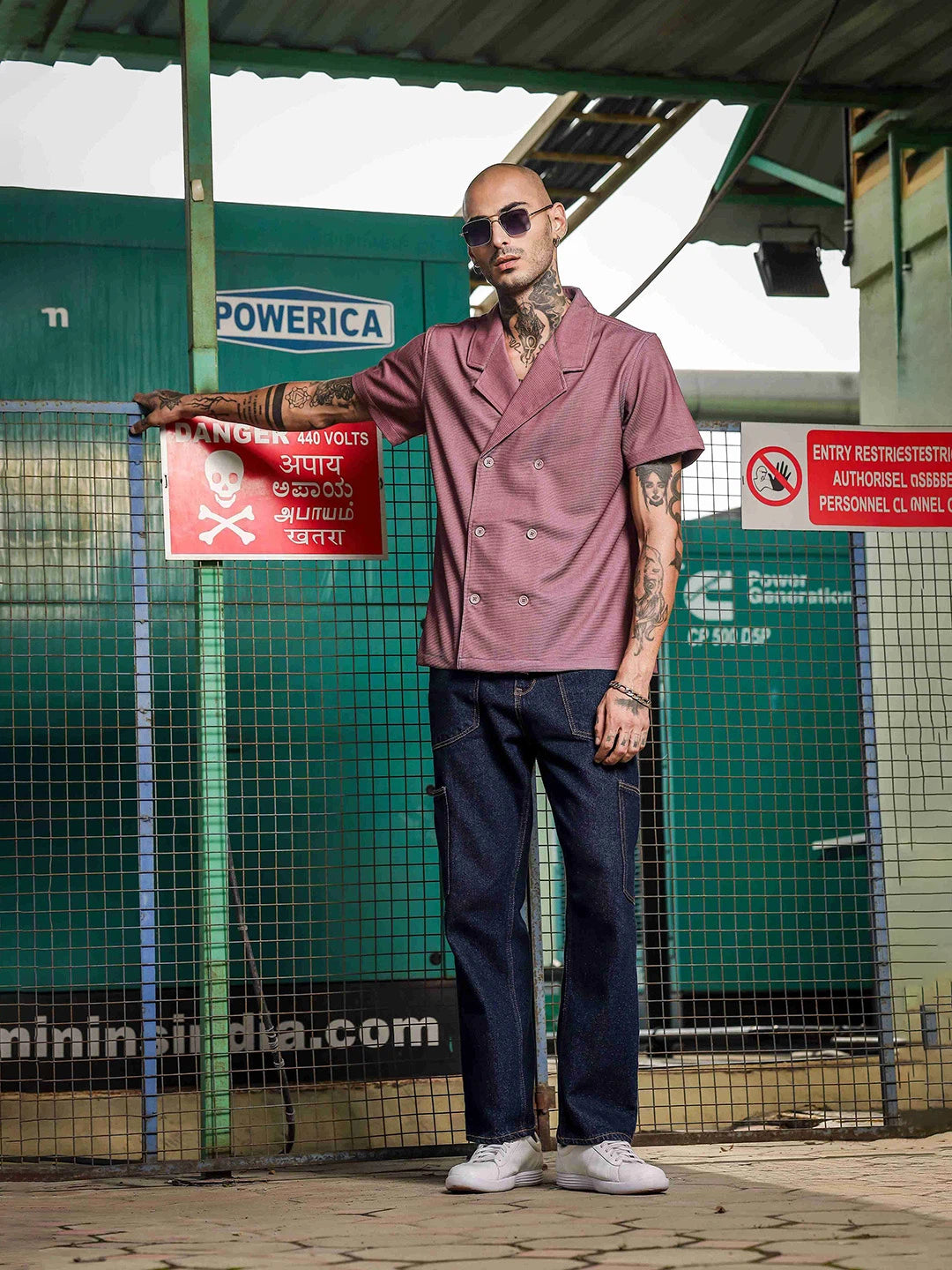 House Of Koala Lavender Korean Notched Lapel Collar Resort Shirt