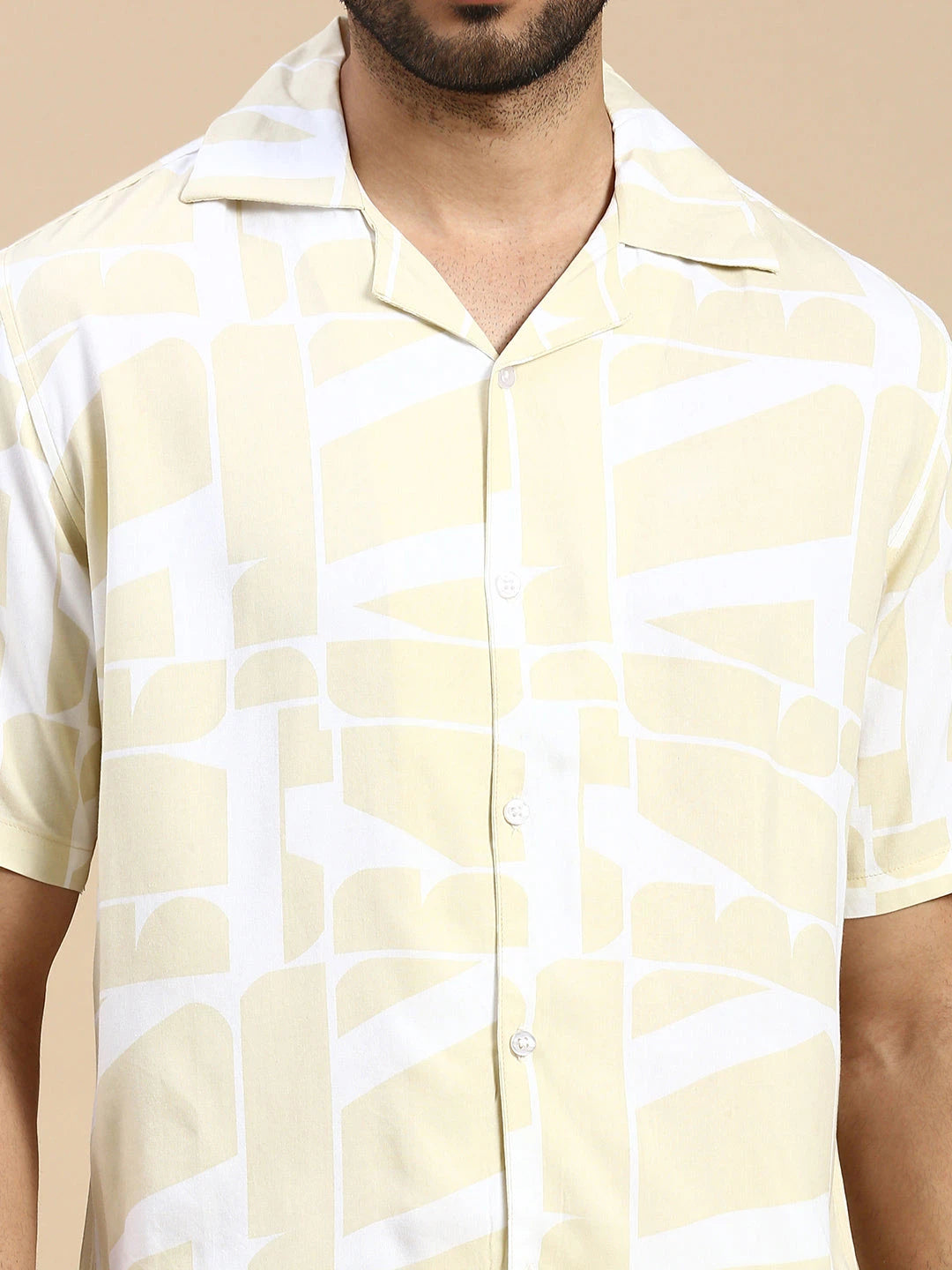 House Of Koala Cubano Beige Printed Relaxed Fit Resort Shirt