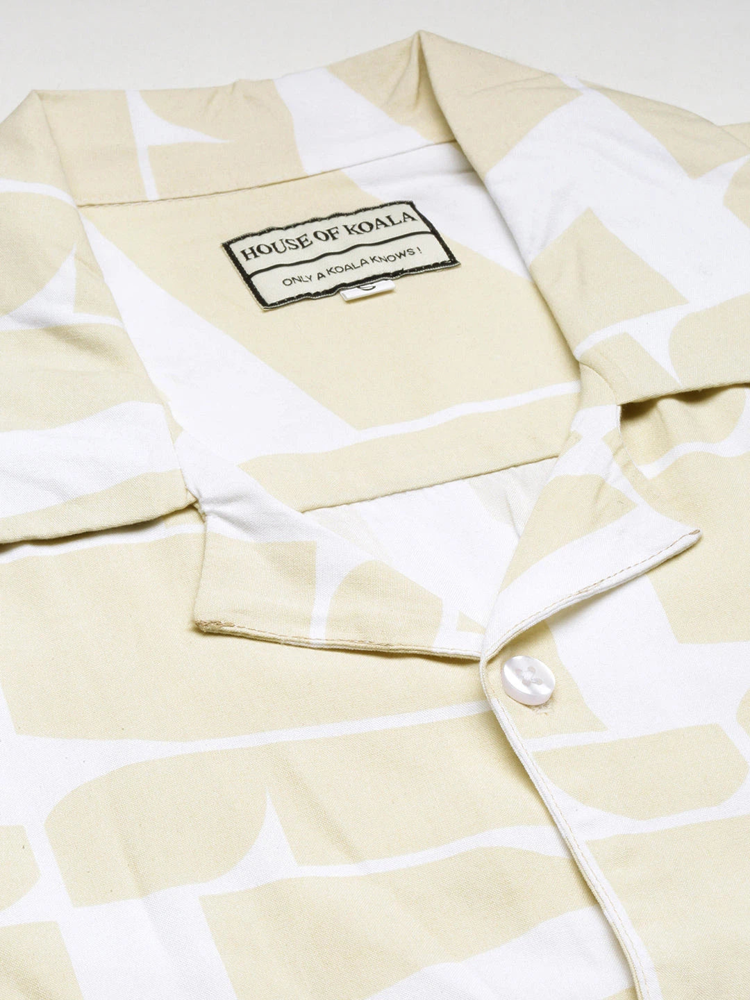 House Of Koala Cubano Beige Printed Relaxed Fit Resort Shirt