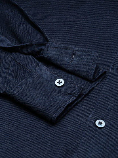 House Of Koala Relaxed Fit Navy Blue Corduroy Shirt