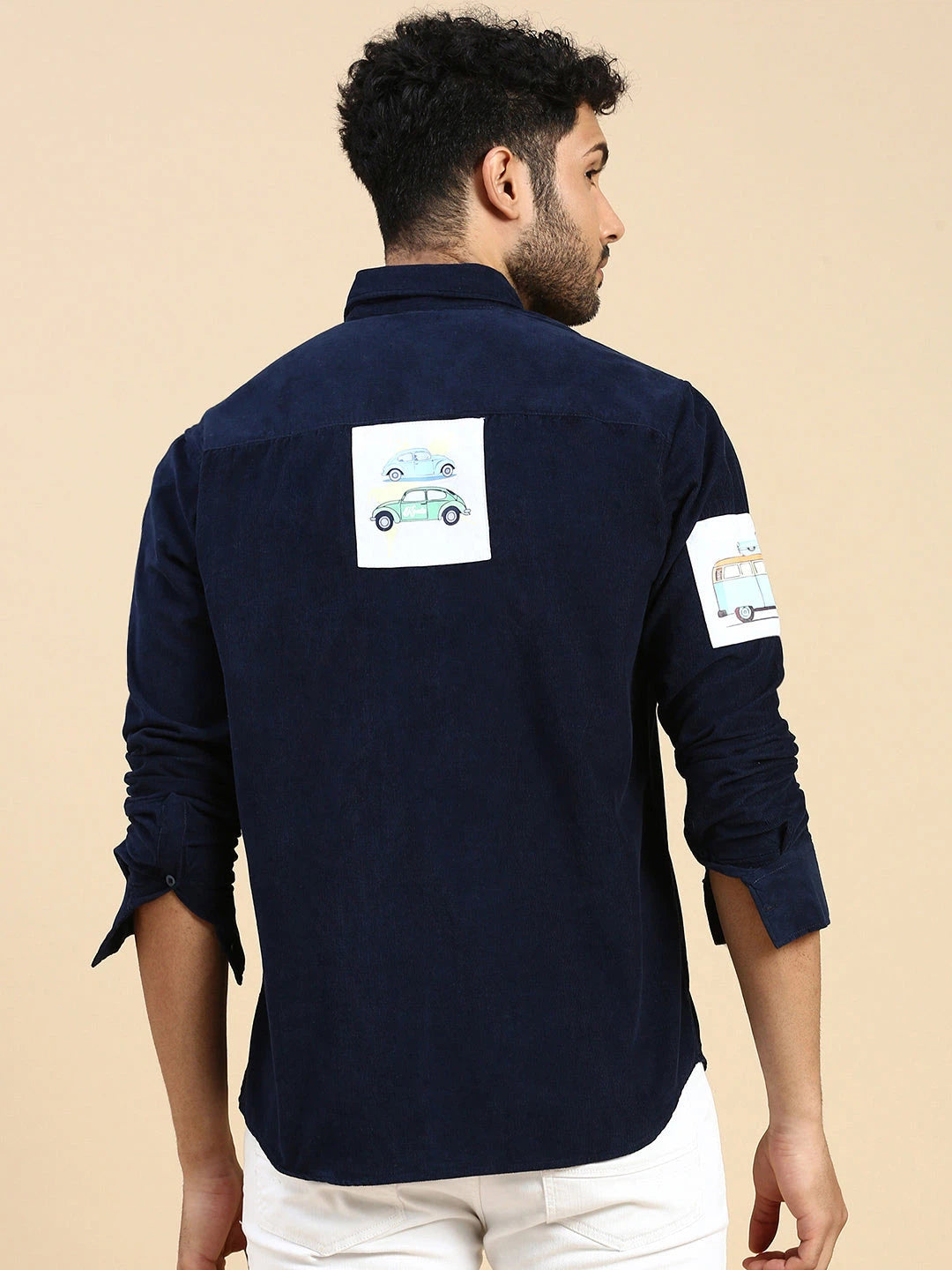 House Of Koala Relaxed Fit Navy Blue Corduroy Shirt