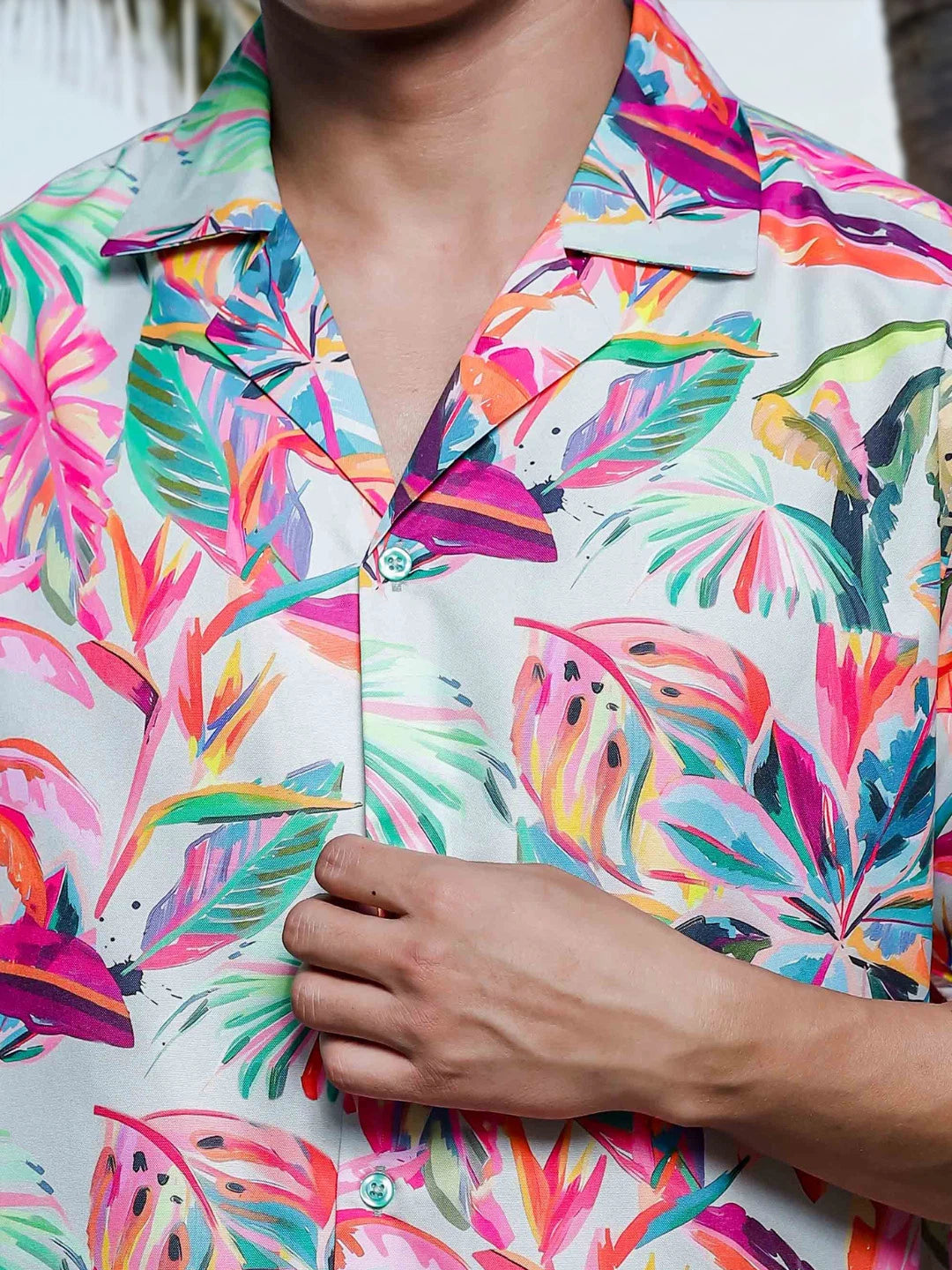 House Of Koala Abstract MCLR Print Cuban Collar Oversized Resort Shirt