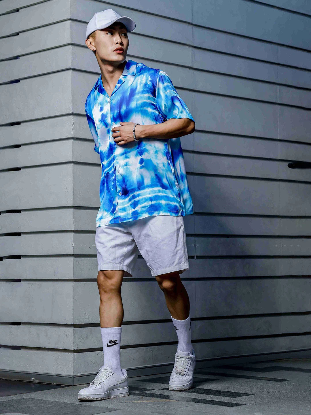 House Of Koala Blue Tie & Dye Cuban Collar Classic Relaxed Fit Resort Shirt