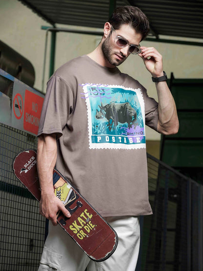 House Of Koala Grey Oversized Fit Streetwear T-Shirt