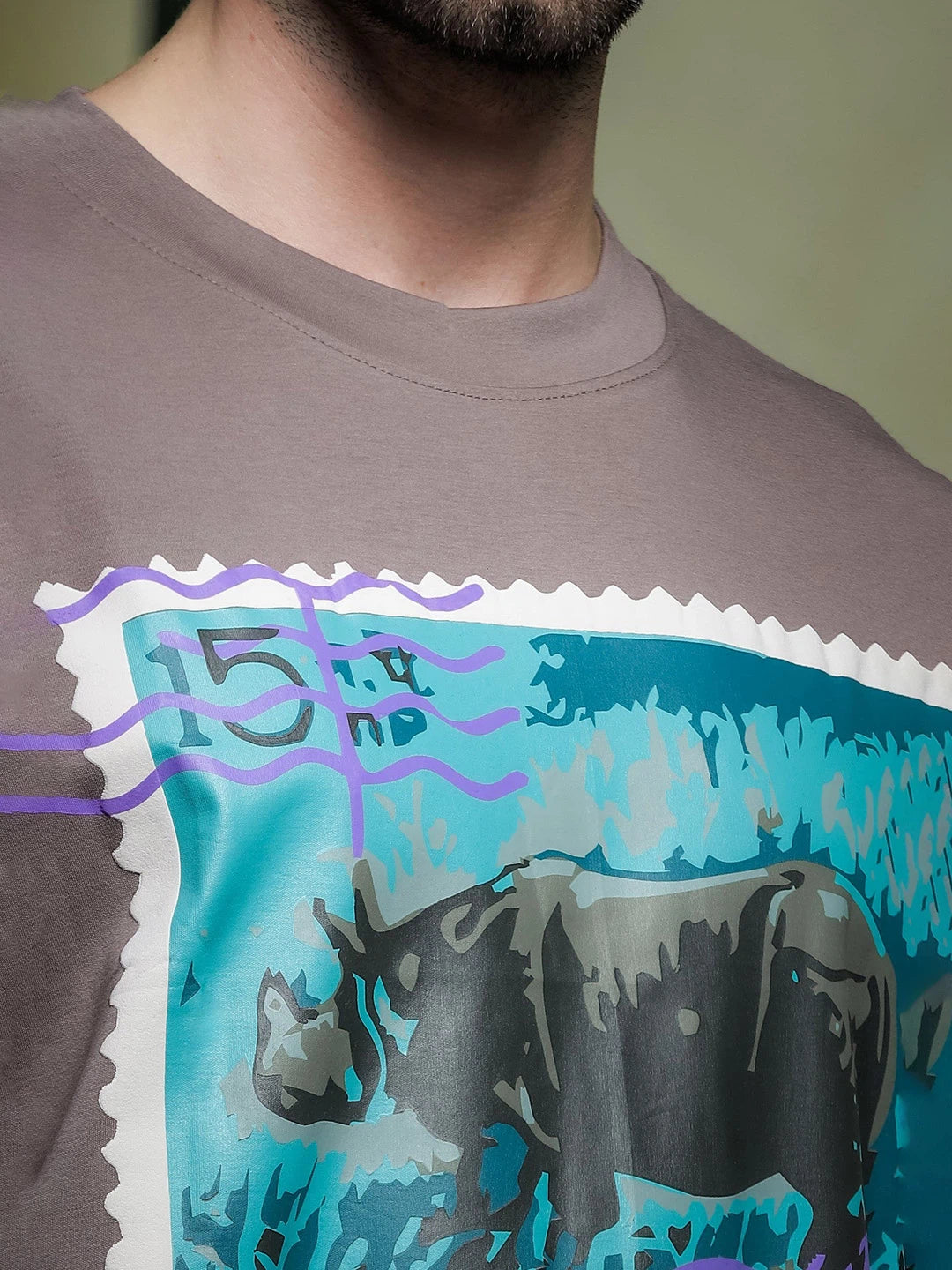 House Of Koala Grey Oversized Fit Streetwear T-Shirt