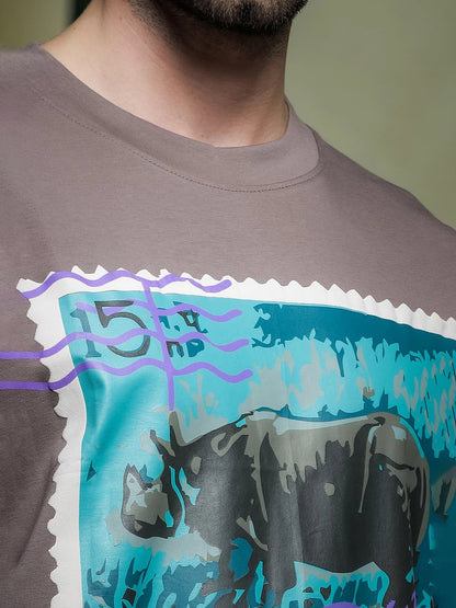House Of Koala Grey Oversized Fit Streetwear T-Shirt