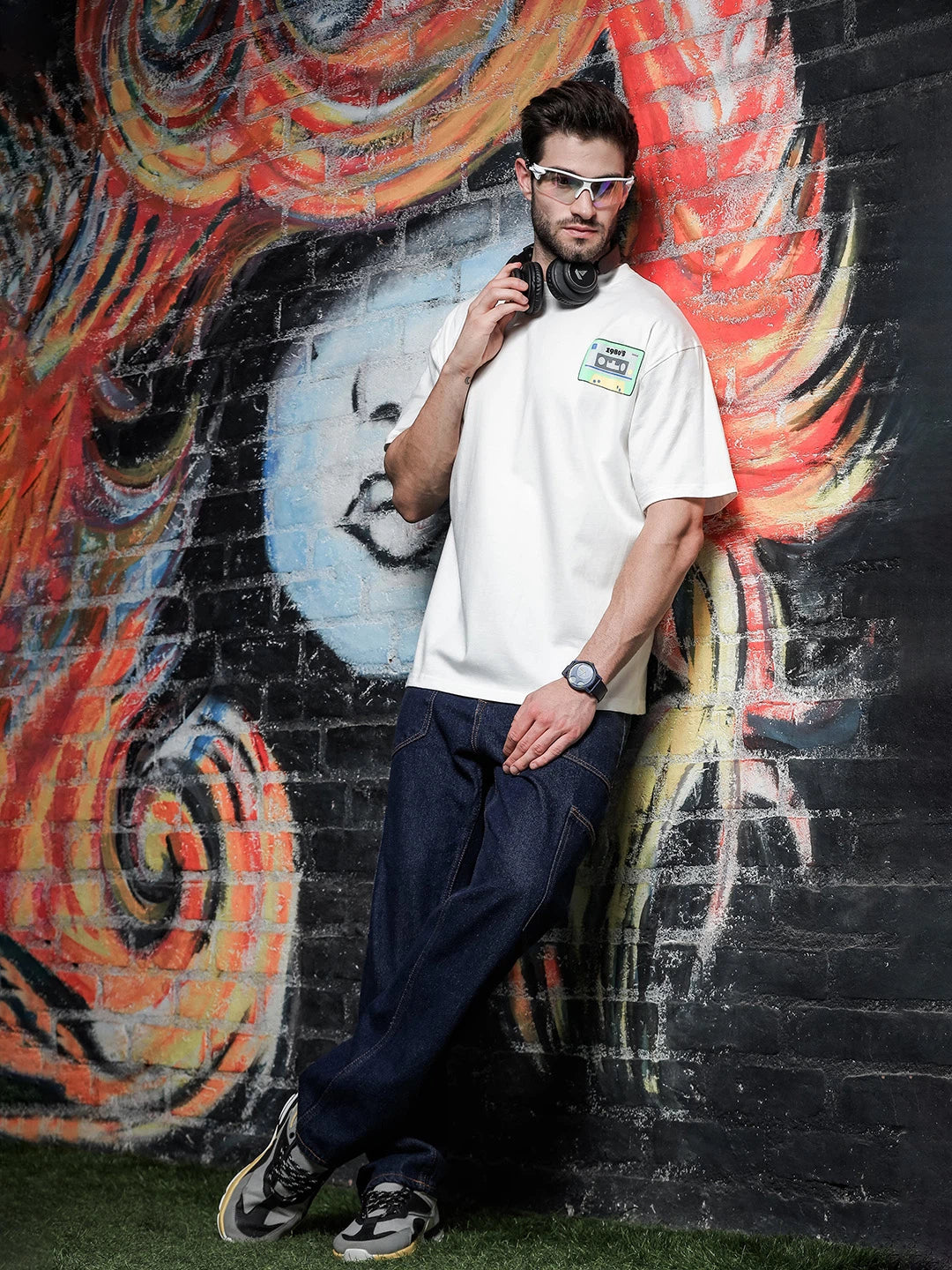 House Of Koala White Oversized Fit Vintage White T-Shirt