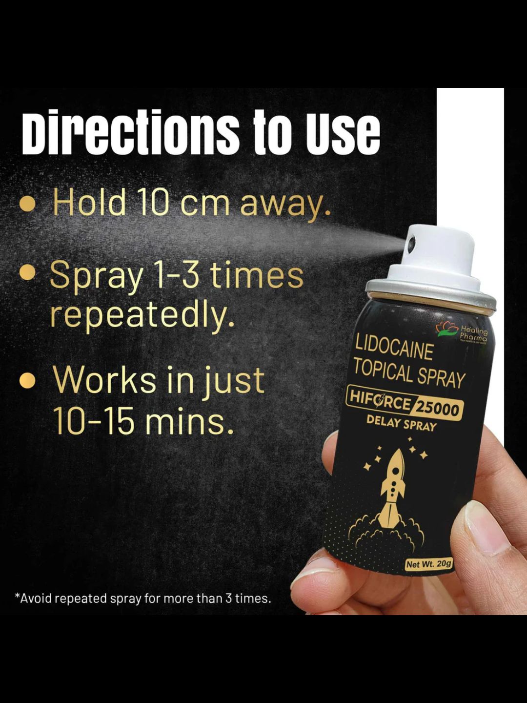 Healing Pharma Hiforce 25000-Lidocaine Topical Delay Spray 20g