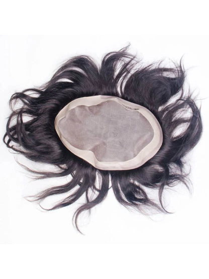 CRIBE Black 12 Inch Human Hair Patch Wig for Men
