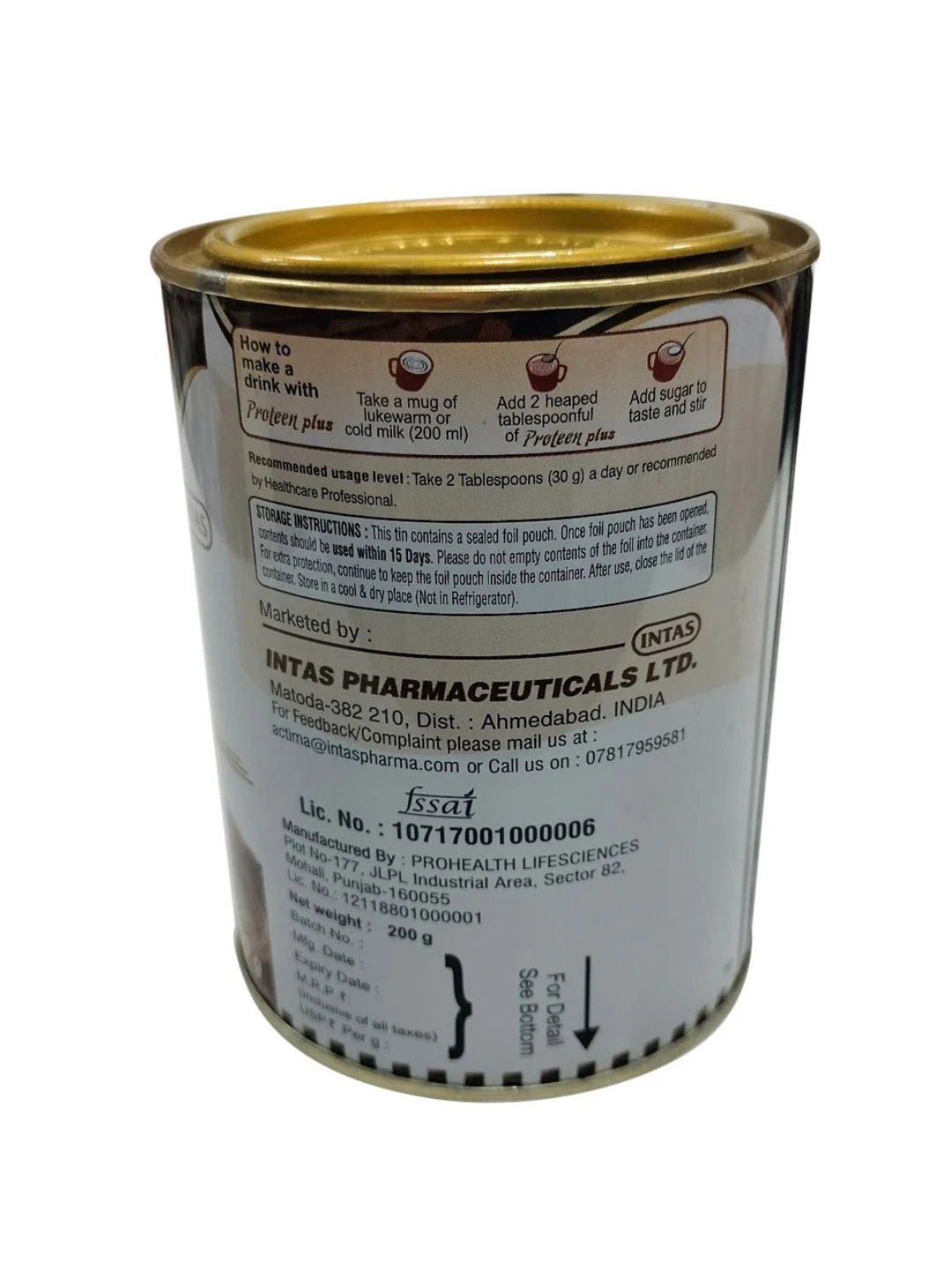 Intas Proteen Plus Protein Chocolate Flavoured Powder 200gm