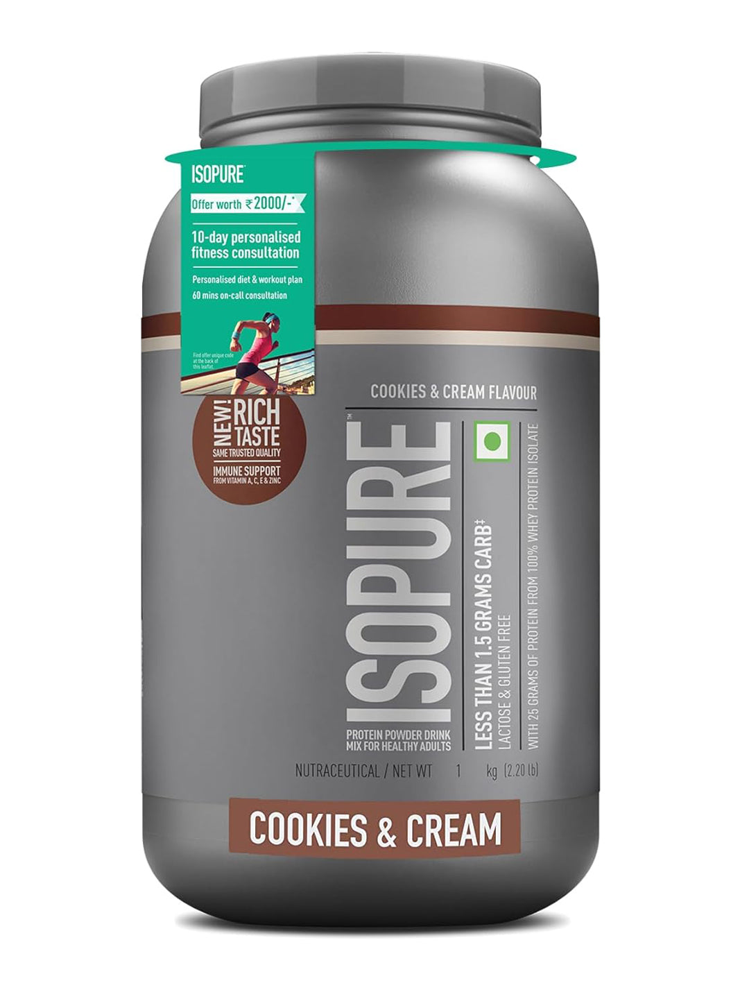Isopure Low Carb Whey Protein Isolate Cookies & Cream Powder 1 kg
