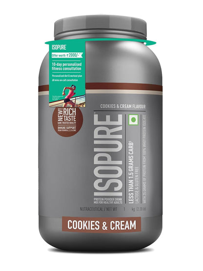 Isopure Low Carb Whey Protein Isolate Cookies & Cream Powder 1 kg