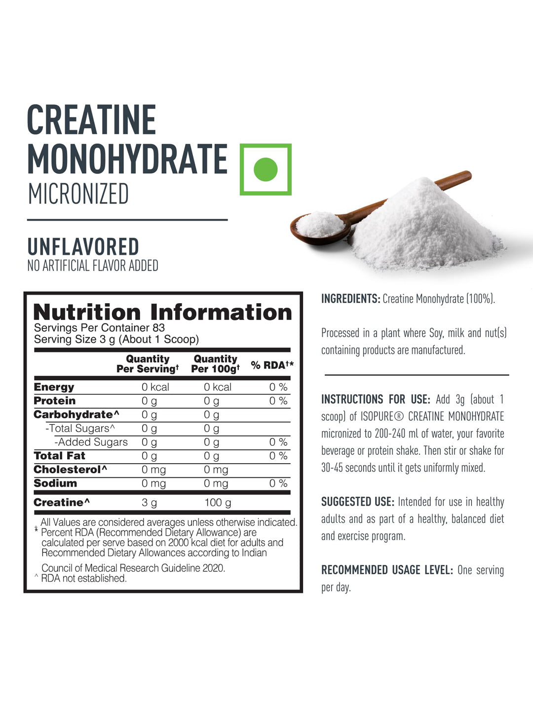 Isopure Creatine Monohydrate Powder 250 g