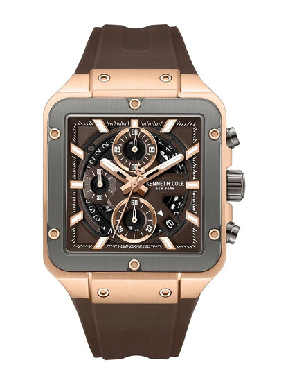 Kenneth Cole Sport Quartz Brown Square Dial Watch - KCWGO0065502MNW