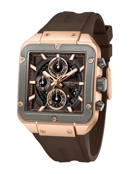 Kenneth Cole Sport Quartz Brown Square Dial Watch - KCWGO0065502MNW