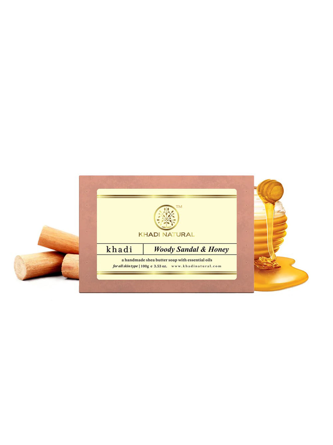 Khadi Natural Woody Sandal & Honey Soap (100g)