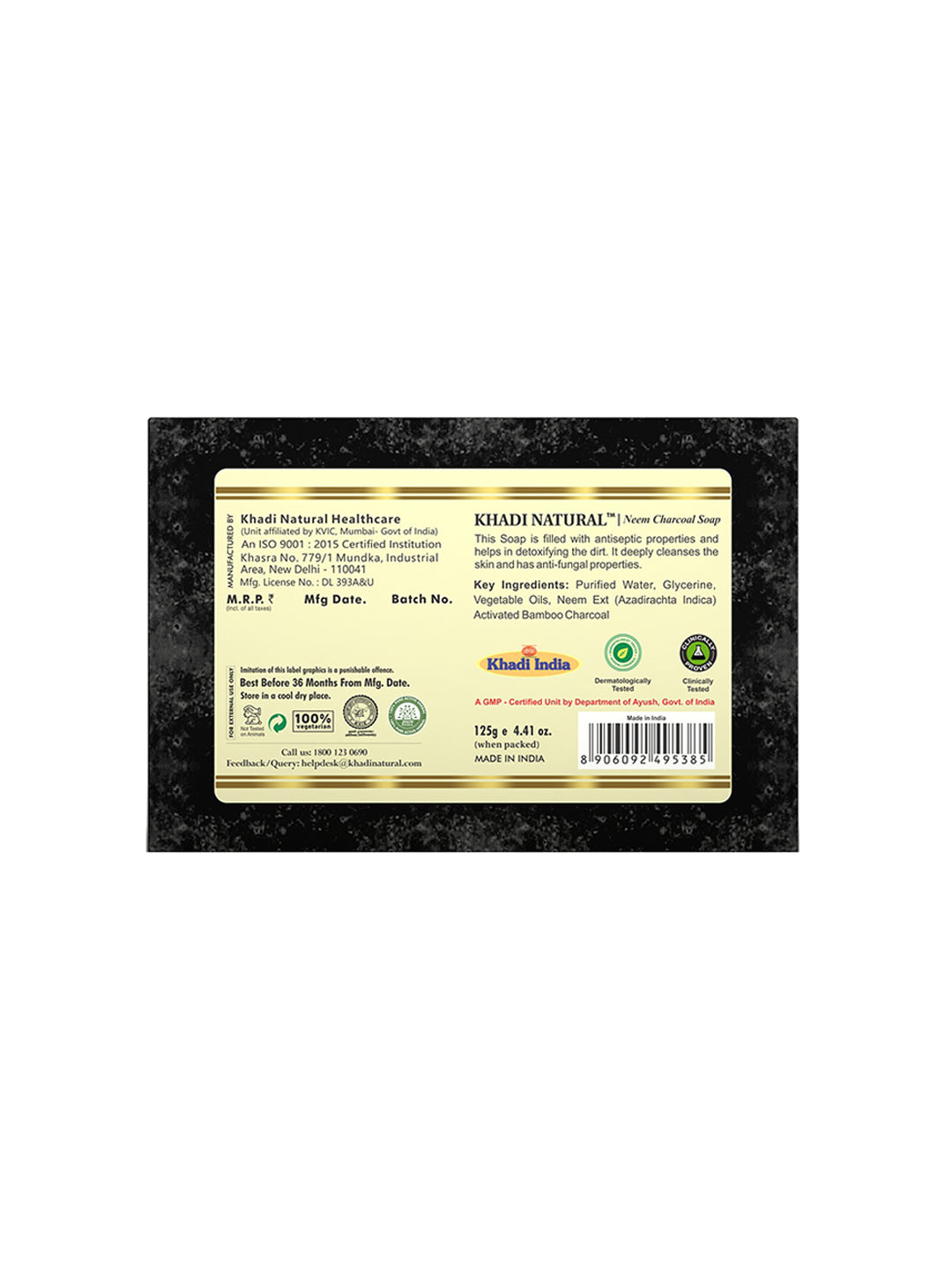 Khadi Natural Neem Charcoal Soap