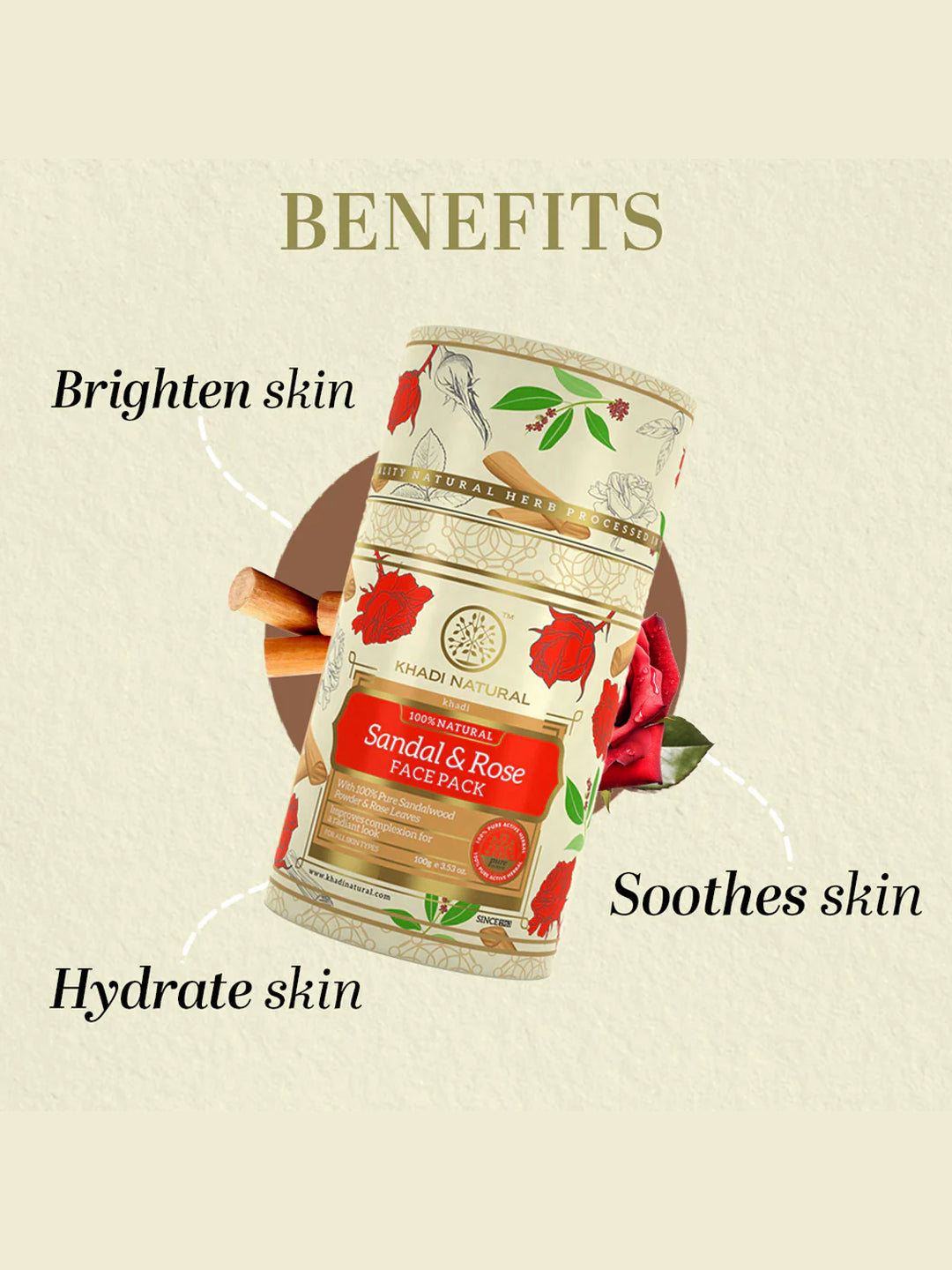 Khadi Natural Sandal & Rose Face Pack